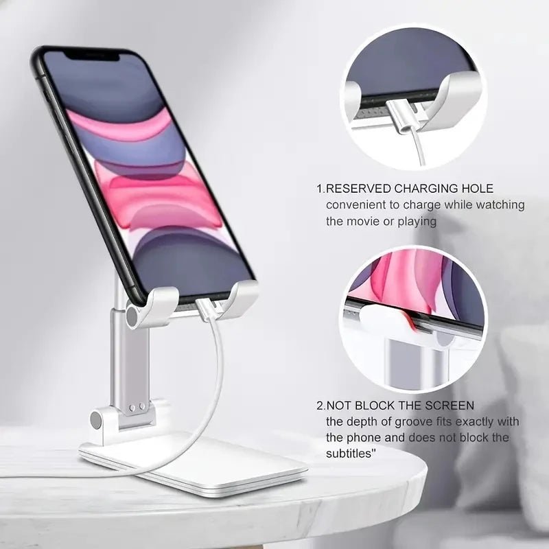 Caelix desk stand, alternate angle — folded flat