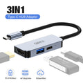 QIANJI 3-in-1 USB-C HUB adapter with HDMI, USB 3.0, and PD charging ports.