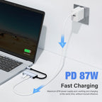 Laptop charging with a PD 87W fast charger and USB-C adapter
