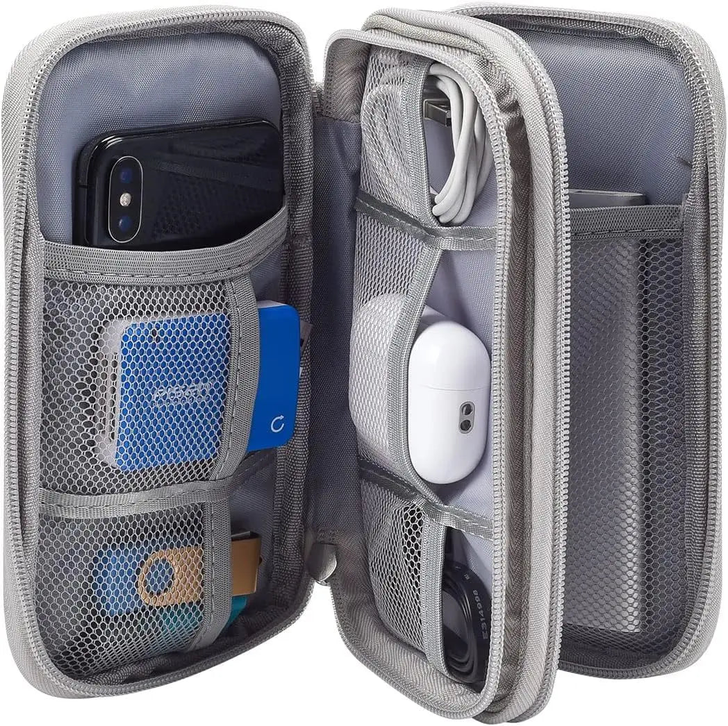 Caelix travel organiser bag, alternate angle — two structured layers