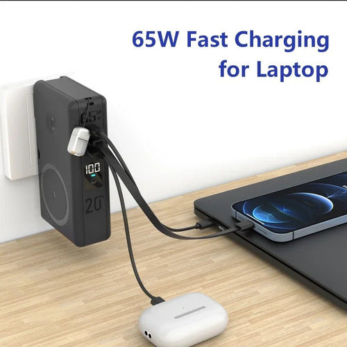 Caelix power bank, alternate angle — 65W GaN fast charger built in