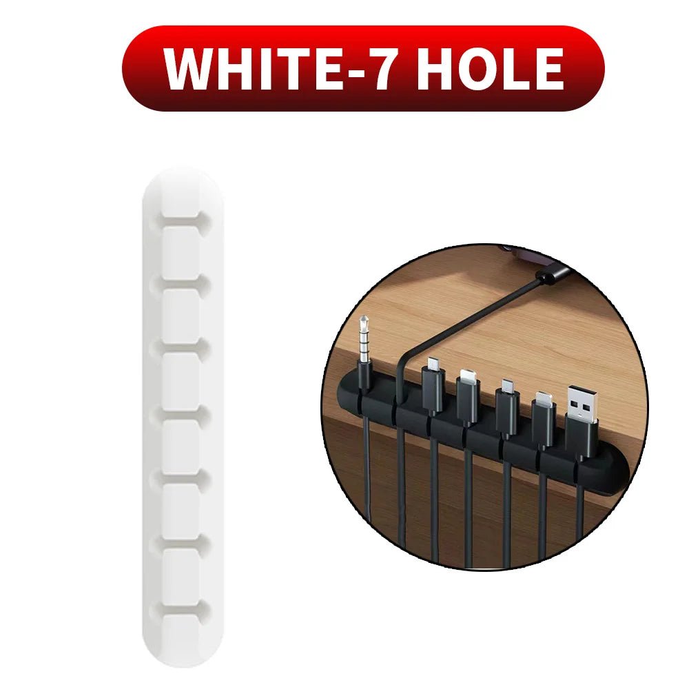 Caelix cable holder, alternate angle — white finish