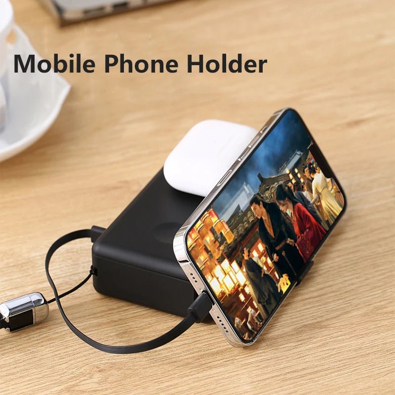 Caelix power bank, alternate angle — two USB-C ports and one USB-A port