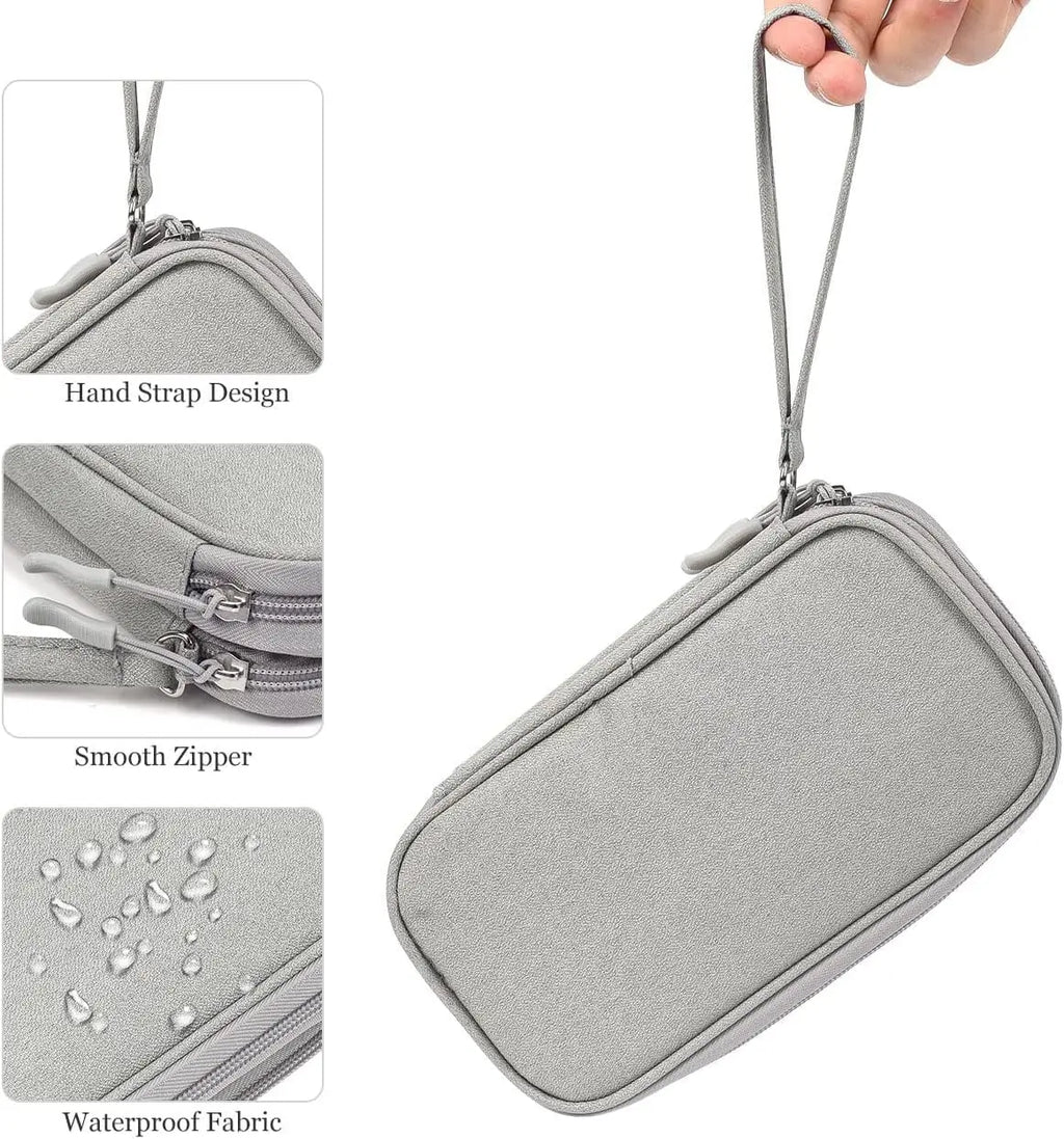 Caelix travel organiser bag, alternate angle — grey finish