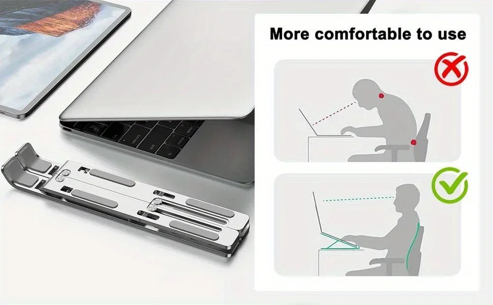 Caelix laptop stand, alternate angle — black finish