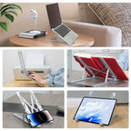 Caelix laptop stand, alternate angle — white finish