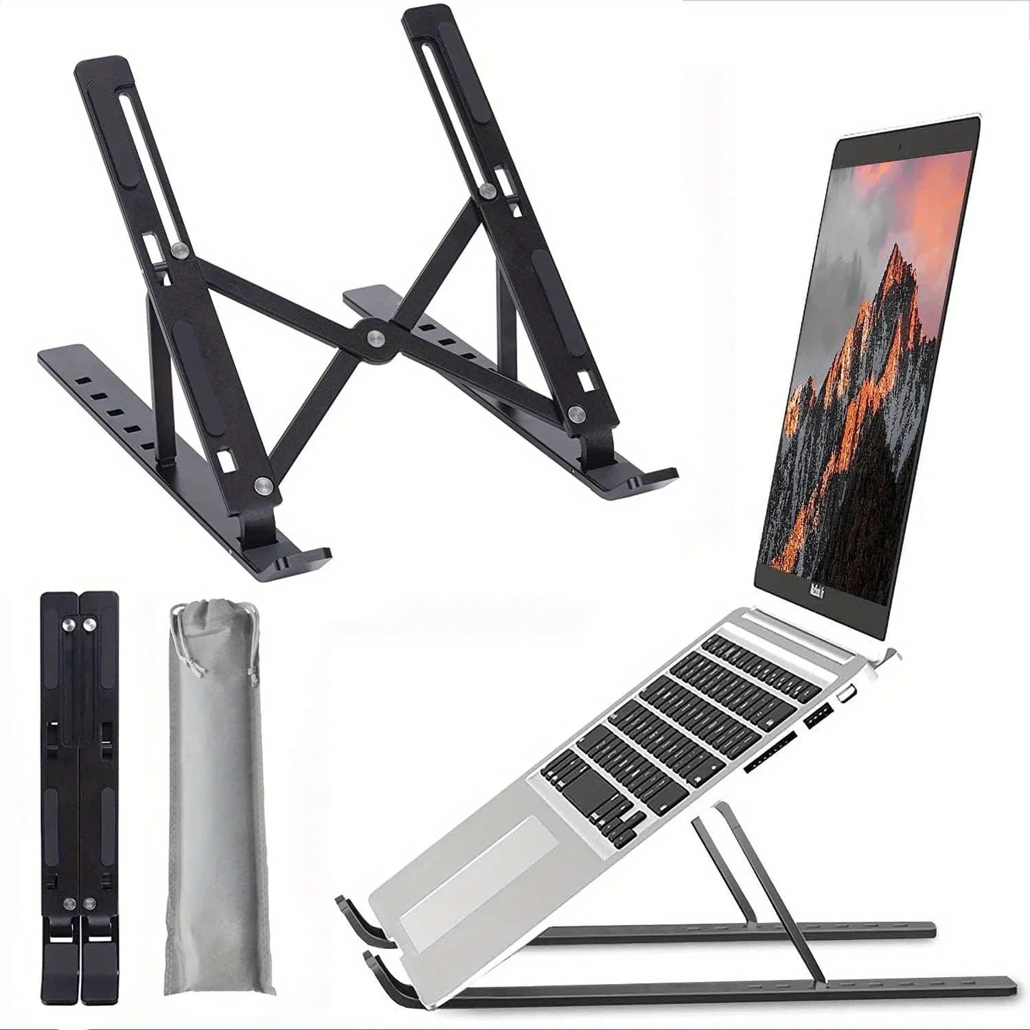 Caelix laptop stand, detail view — open frame for airflow
