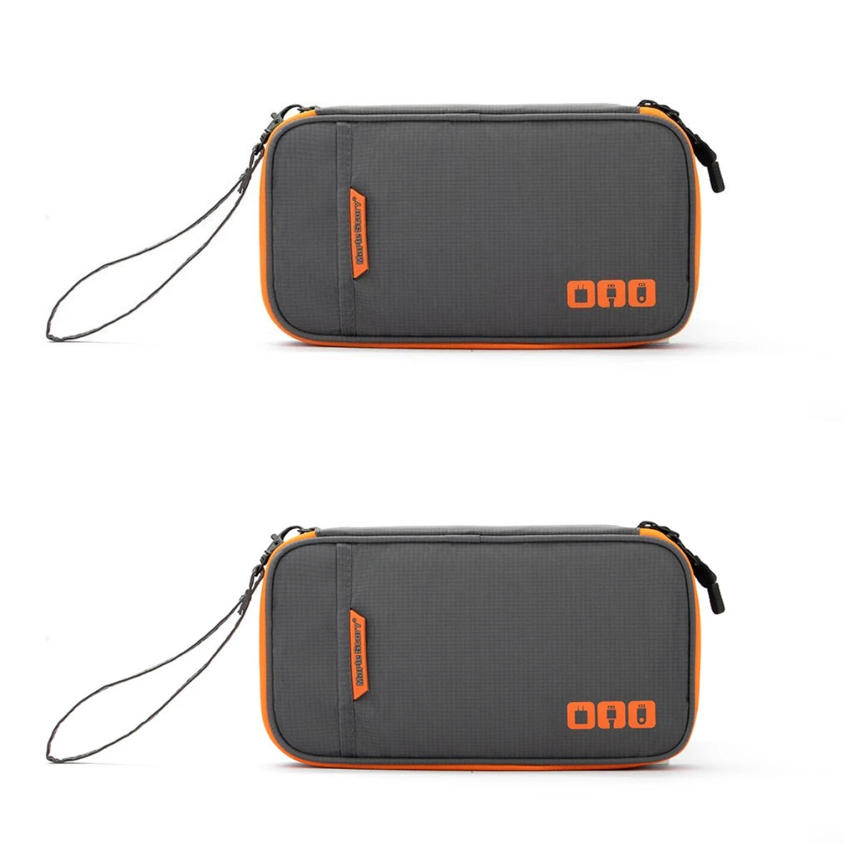 Caelix travel pouch, packed view — outer pocket for passport or ticket