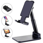 Caelix desk stand, alternate angle — holding a small tablet