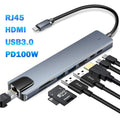 USB-C Docking Station with 4K HDMI, VGA and Ethernet — eight connections through one USB-C plug